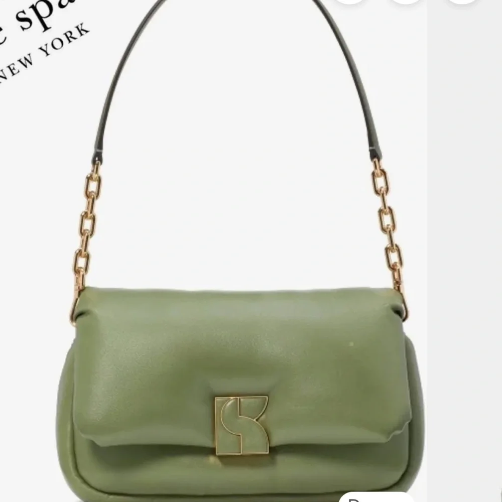 KATE SPADE. CEDAR PUFF LEATHER BAG! Gold chain link details! New
